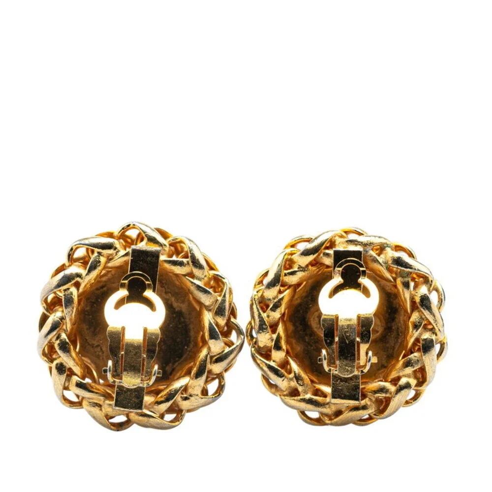 CHANEL Gold Logo Earrings